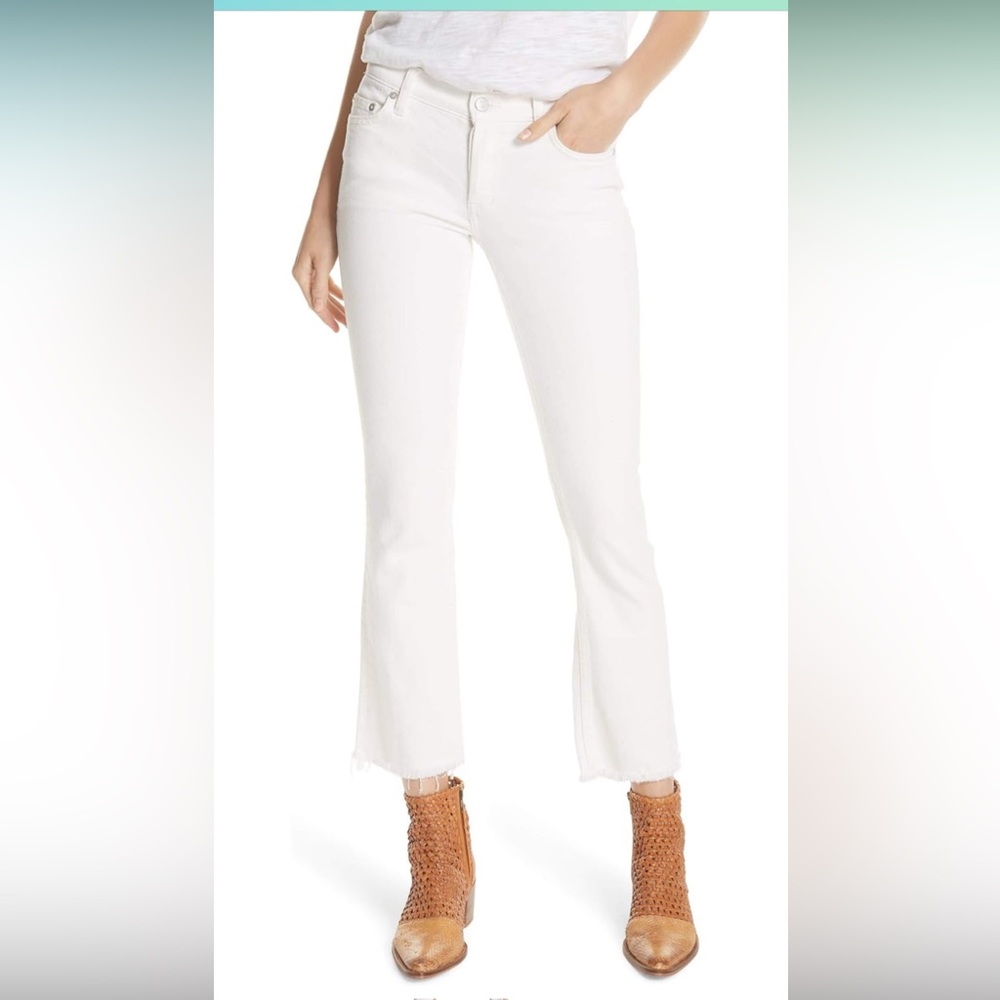 Free People White Cropped Ankle Jeans